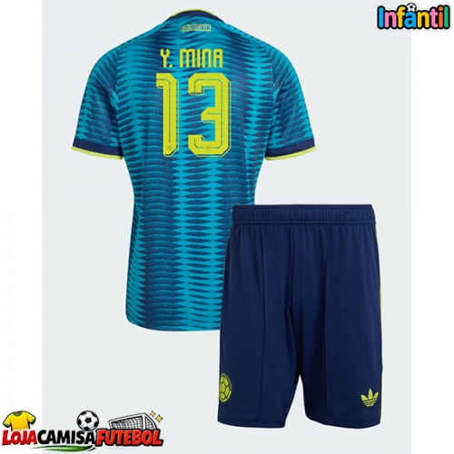 Camisa de Futebol Colômbia Yerry Mina #13 Equipamento Secundário Infantil Mundo 2026 Manga Curta (+ Calças curtas)